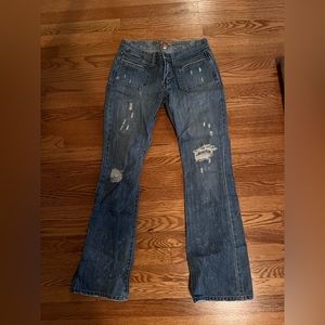 Lightly worn Abercrombie and Fitch jeans, distressed/ripped look ,super stylish
